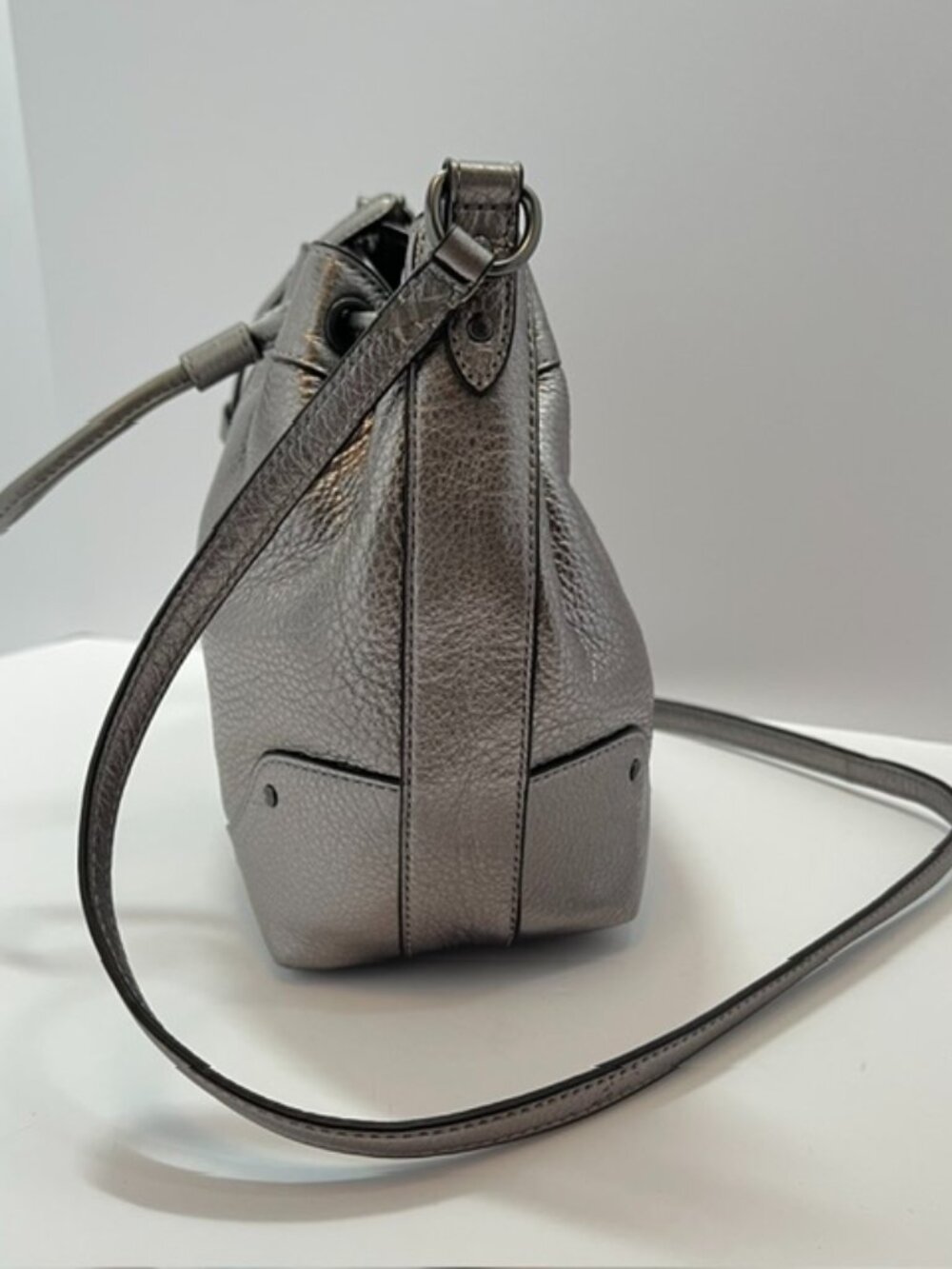 Coach Antique Nickel/Silver Baby Mickie Leather Drawstring Bag F35363 EUC - Picture 7 of 13